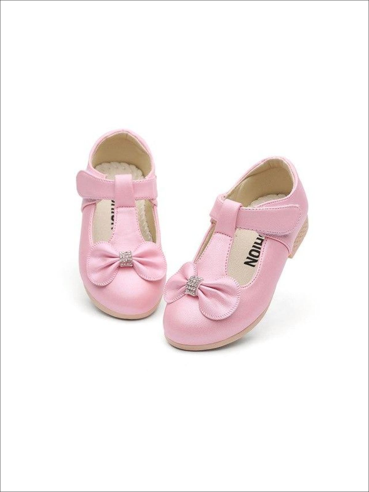 Girls Bow Tie Embellished Mary Jane Flats - pink / 1 - Girls Flats