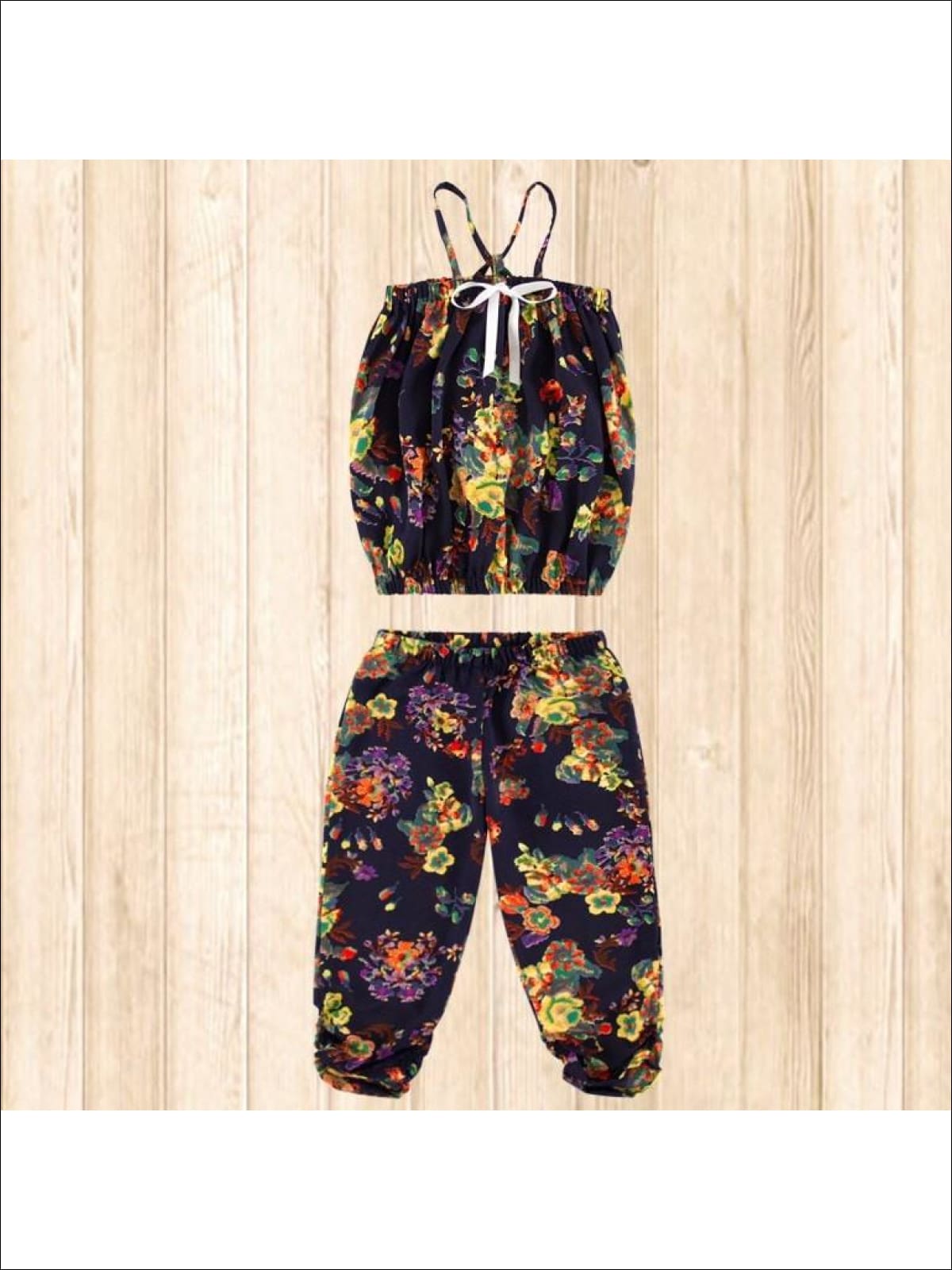 Girls Bubble Capri Set with Bow Detail - Girls Spring Casual Set