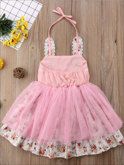 Girls Bunny Floral Tulle Tutu Dress - Girls Spring Dressy Dress
