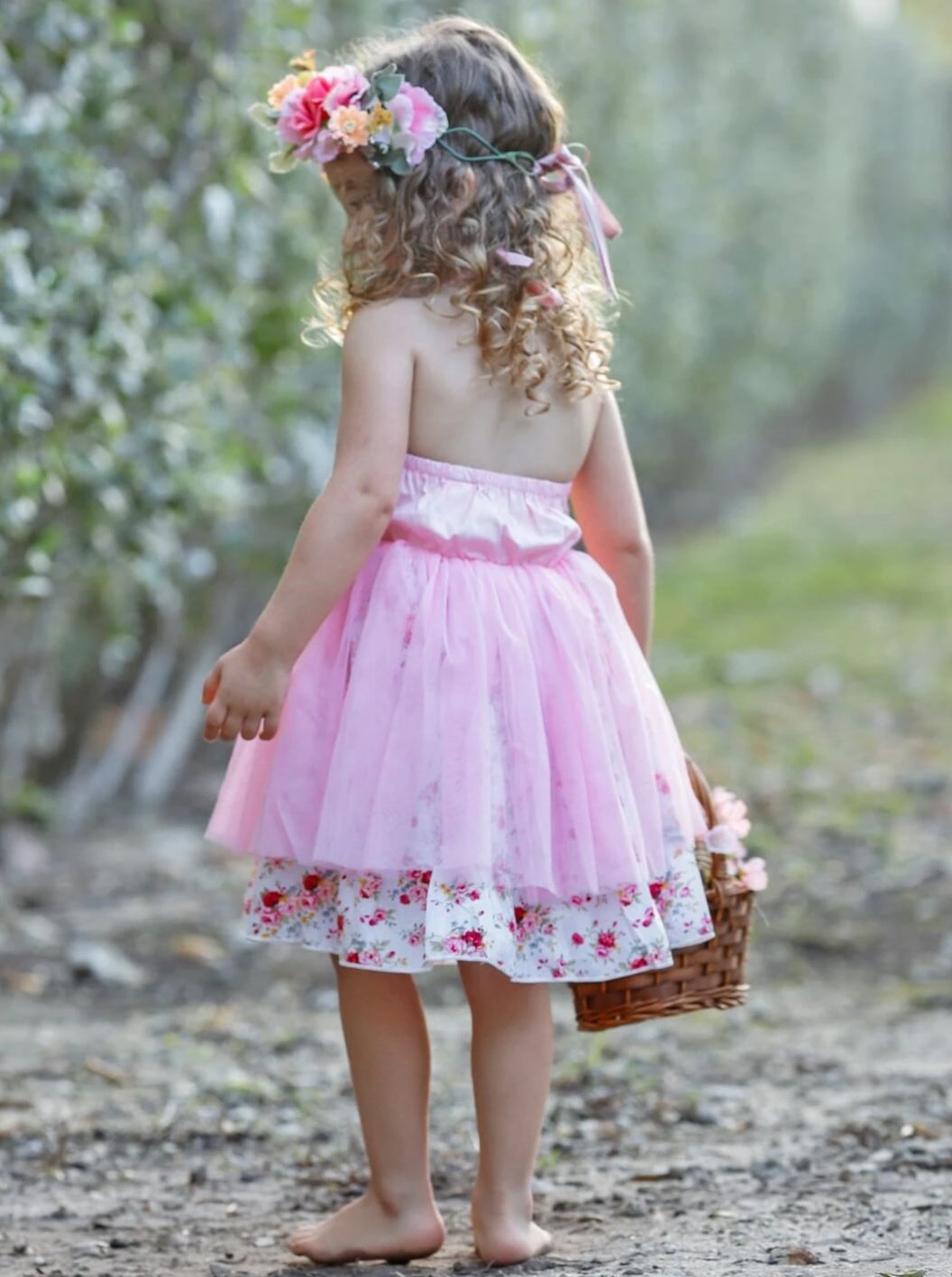 Girls Bunny Floral Tulle Tutu Dress - Girls Spring Casual Dress