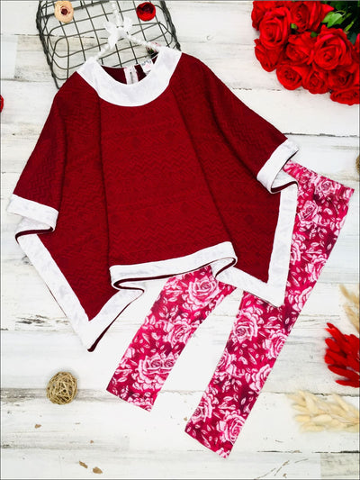 Cute Outfits For Girls | Cable Knit Velvet Poncho & Legging Set