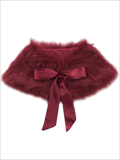 Girls Burgundy Faux Fur Princess Cloak/Bolero - Girls Halloween Costume