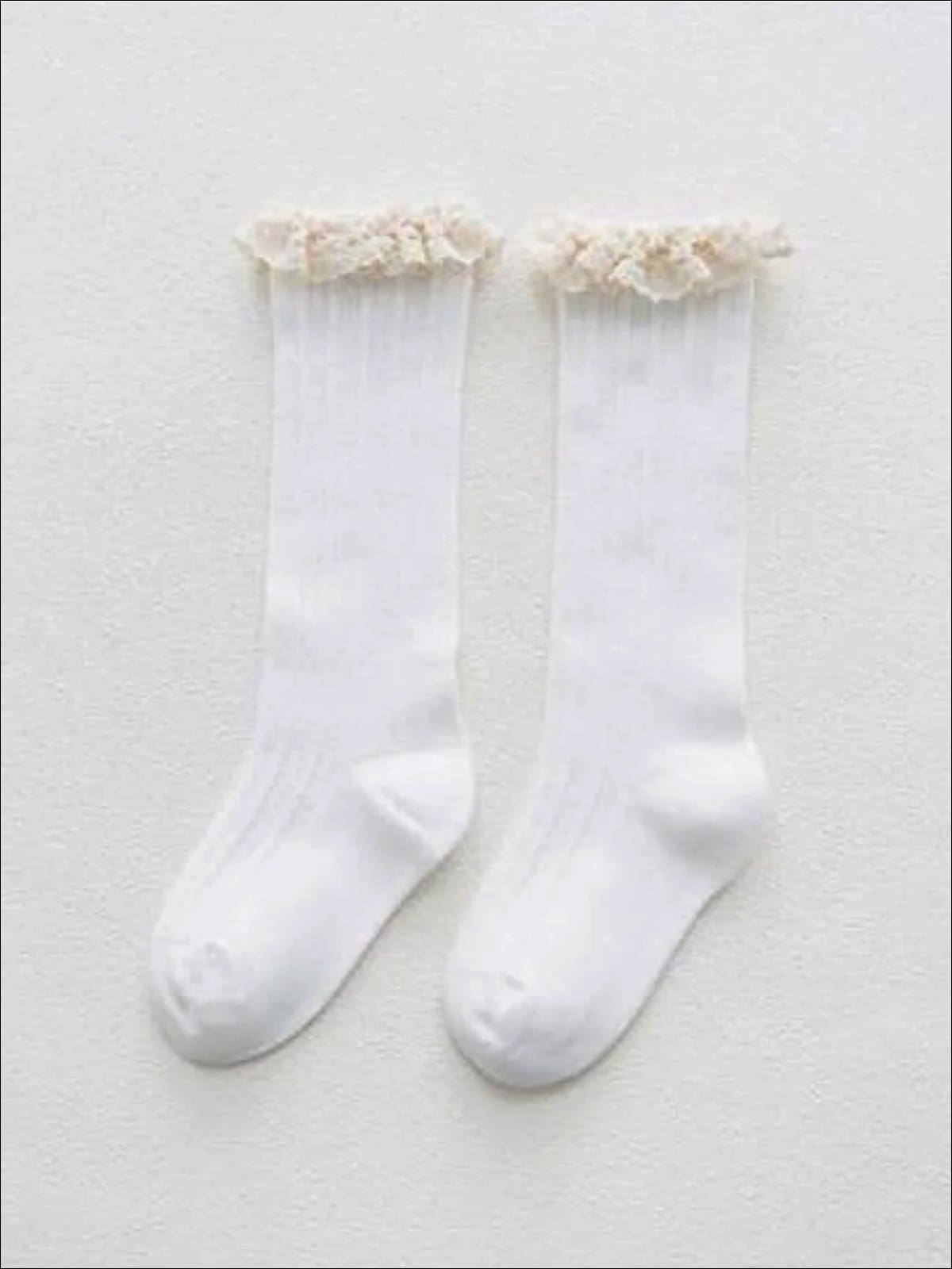 Girl Cable Knit Lace Trim Socks | Accessories - Mia Belle Girls
