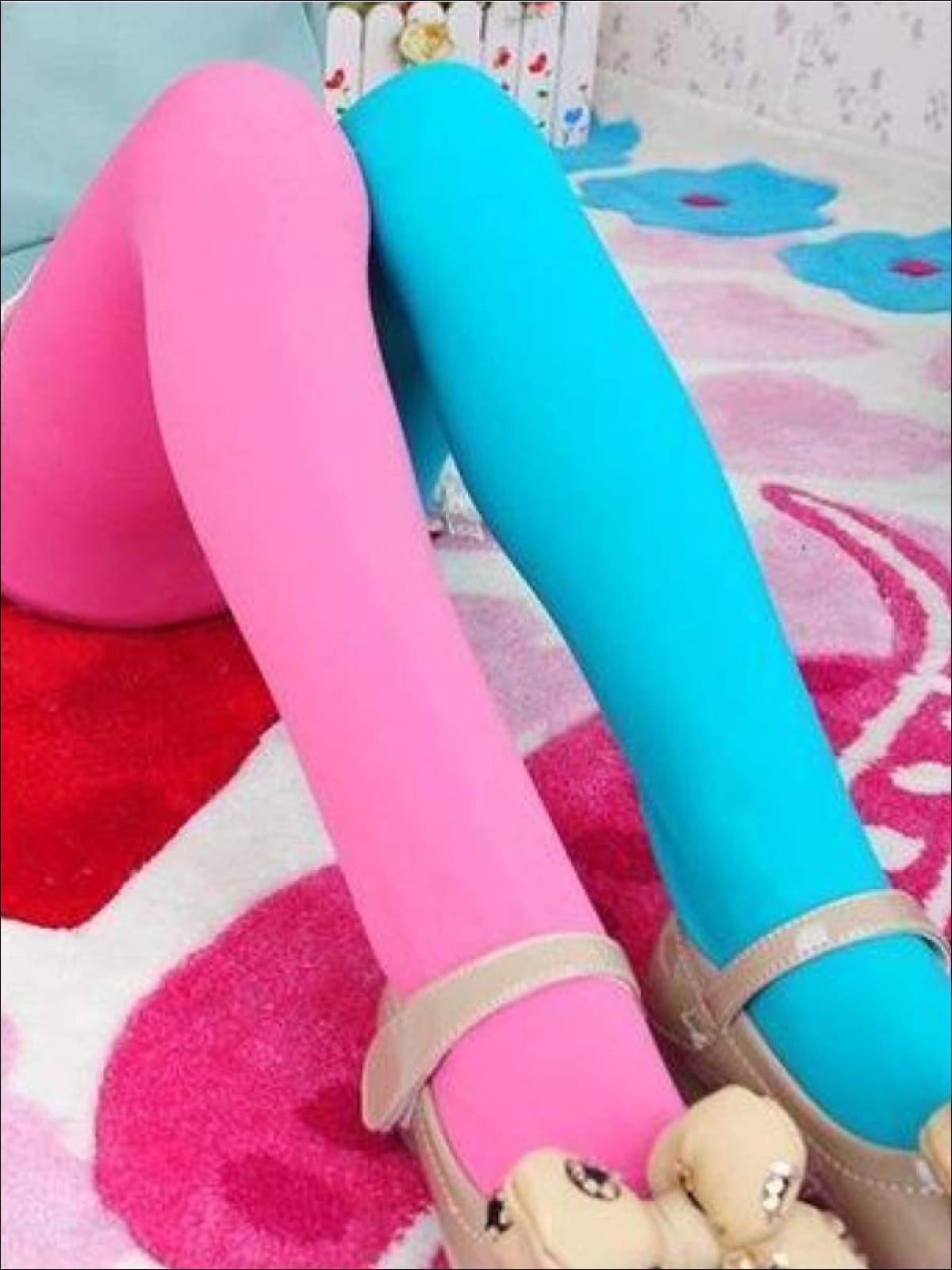 Little Girls Cute Cotton Candy Color-Block Tights - Mia Belle Girls