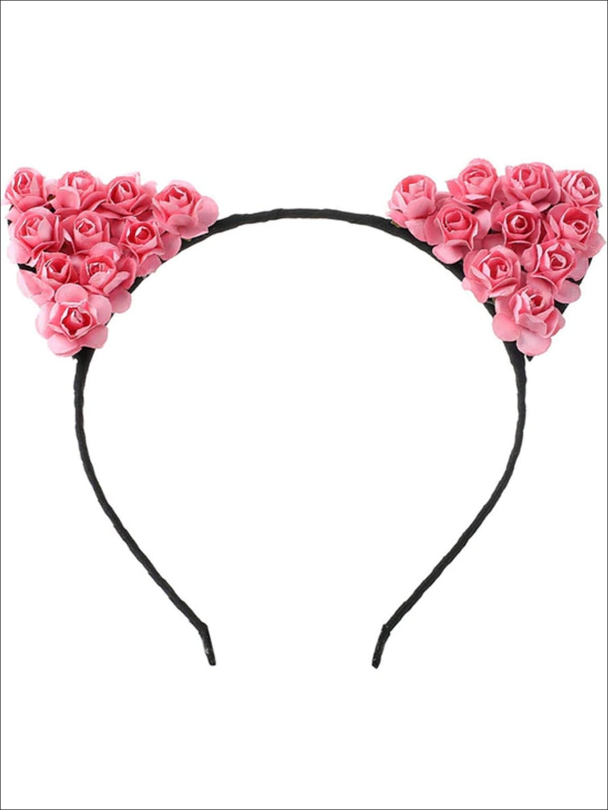 Girls Cat Ears Flower Embellished Headband - Pink - Hair Accessories