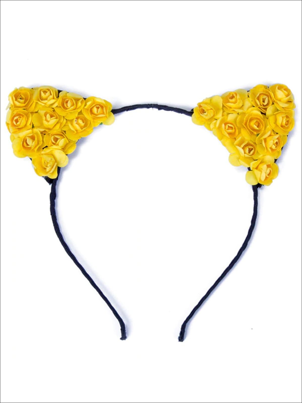 Girls Cat Ears Flower Embellished Headband - Yellow - Hair Accessories
