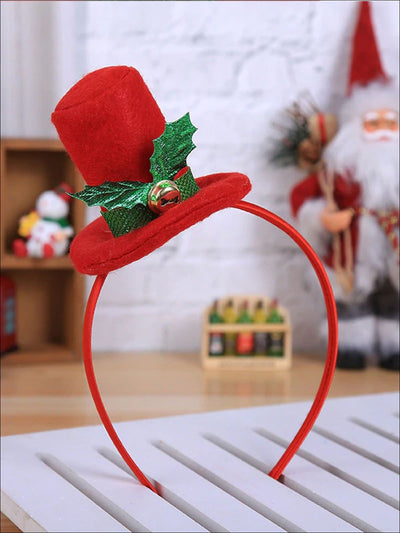 Girls Christmas Themed Santa Hat Headband - Top Hat - Hair Accessories