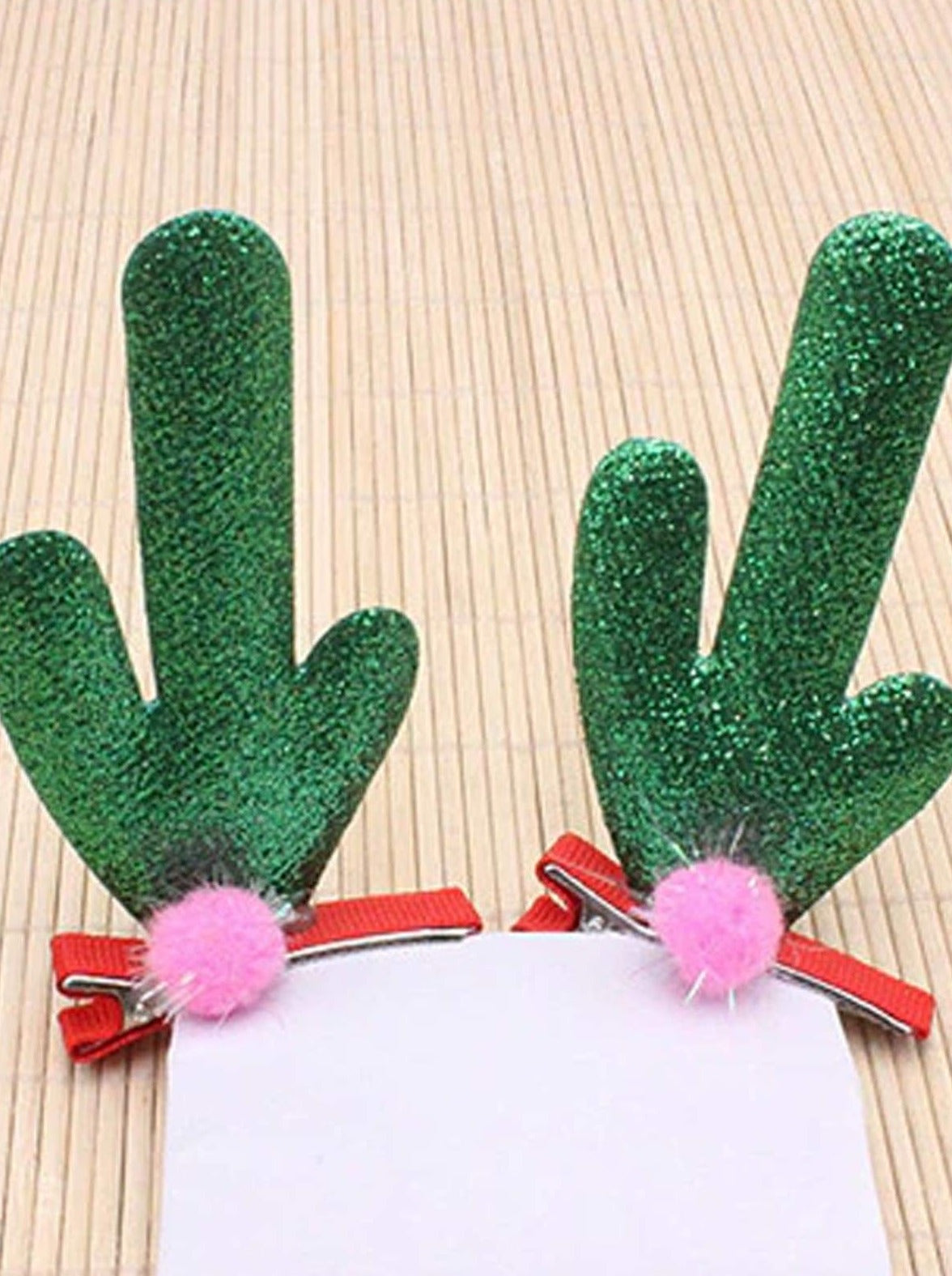 Girls Christmas/Holiday Hair Clips - Green Antlers - Hair Accessories
