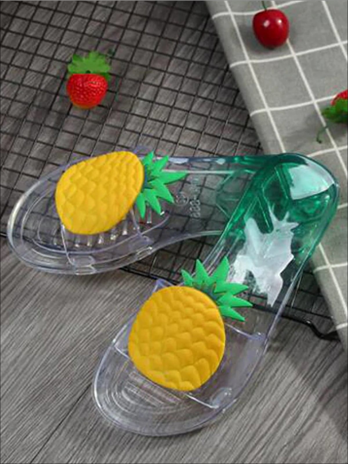 Girls Clear Jelly Fruit Themed Pool Slides - Yellow / 8 - Girls Slides