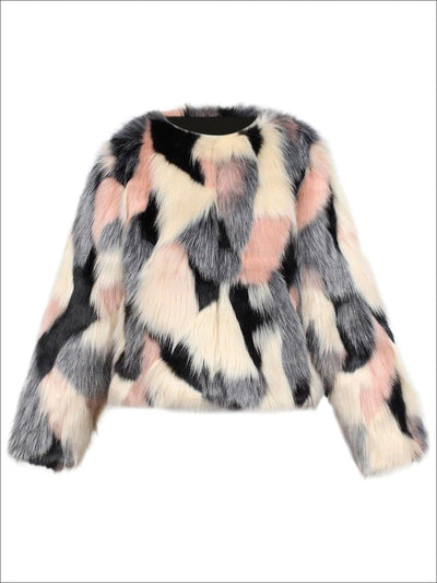 Girls Colorful Fall Faux Fur Jacket (3 Color Jacket) - Pink / 3T - Girls Jacket