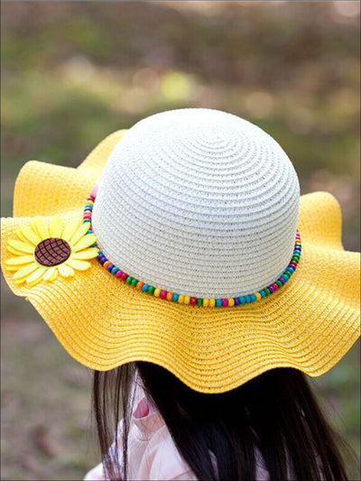 Girls Colorful Sunflower Straw Hat - Girls Hats