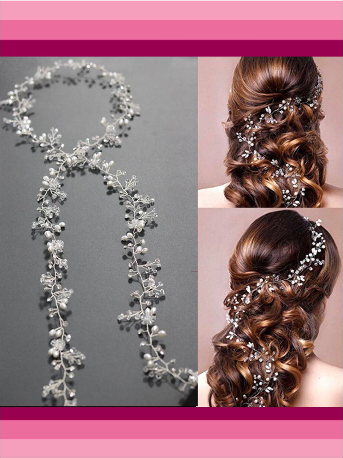 Girls Crystal and Pearl Embellished Sugar Plum Fairy Hairpiece - Girls Hair Accessories