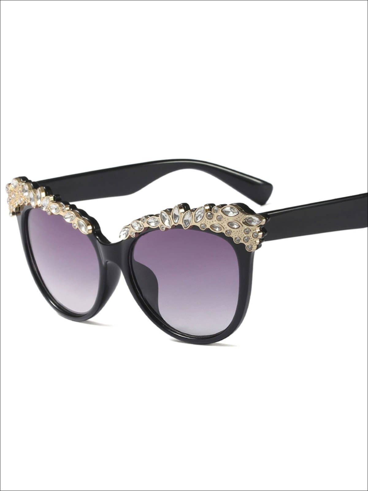 Girls Crystal Embellished Cat Eye Sunglasses - Black - Girls Accessories