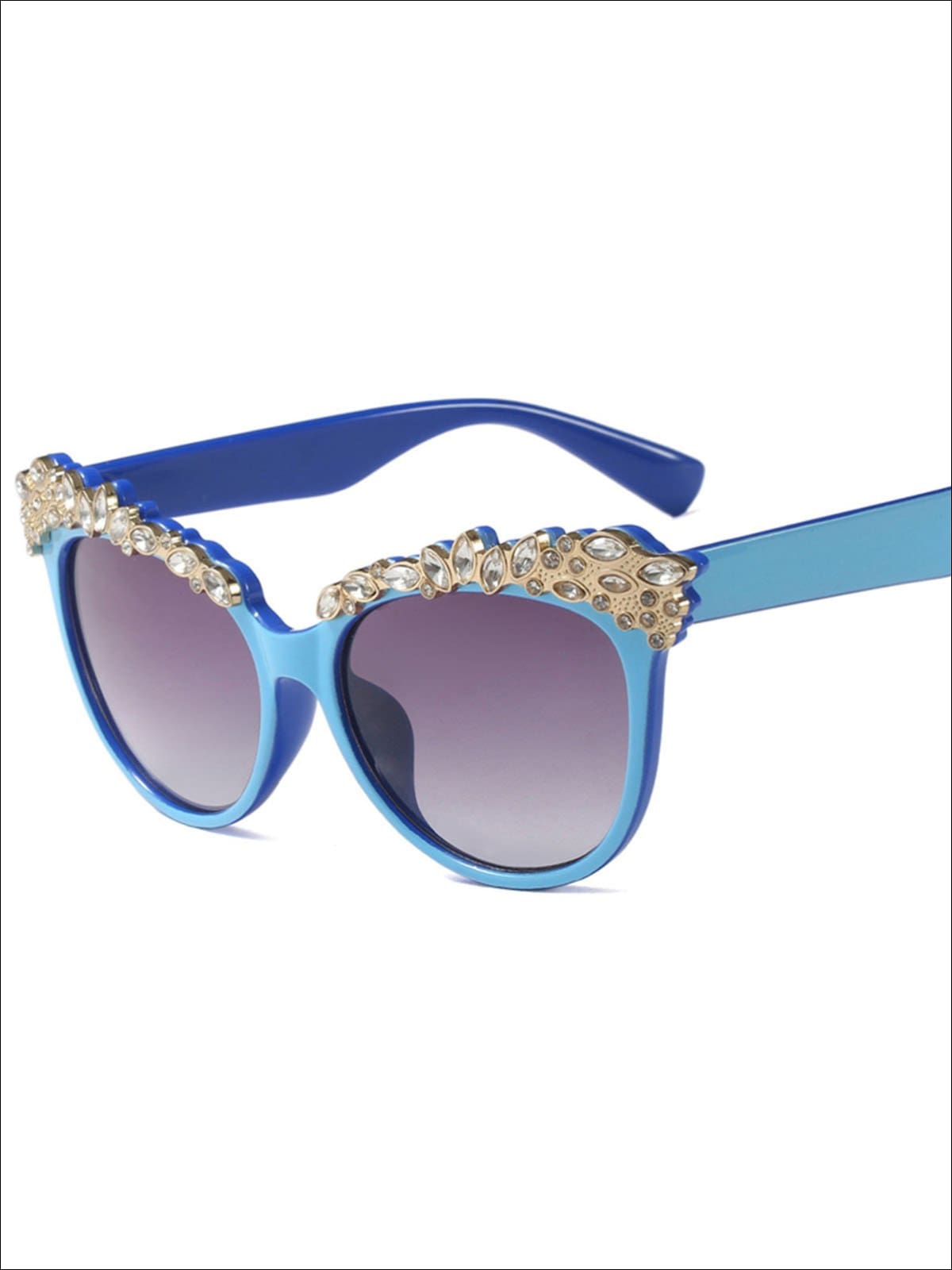 Girls Crystal Embellished Cat Eye Sunglasses - Blue - Girls Accessories