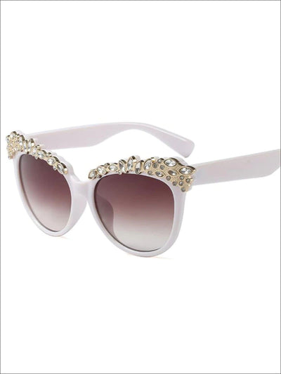 Girls Crystal Embellished Cat Eye Sunglasses - Gray - Girls Accessories