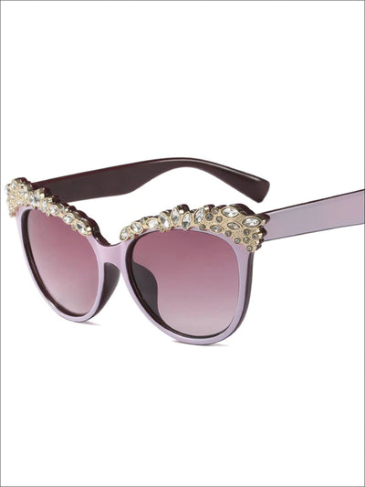 Girls Crystal Embellished Cat Eye Sunglasses - Purple - Girls Accessories