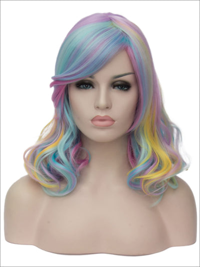 Kids Halloween Wigs | Curly Pastel Rainbow Wig - Mia Belle Girls