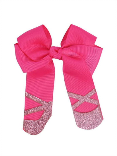 Girls Cute Ballet Shoes Cheer Bows - Hot Pink - Hair Accessories