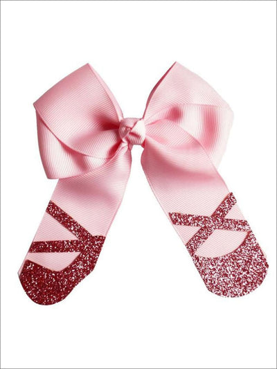 Girls Cute Ballet Shoes Cheer Bows - Rose - Hair Accessories