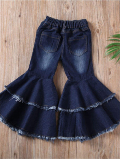 Jeans for Little Girls | Frayed Bell Bottom Jeans | Mia Belle Girls