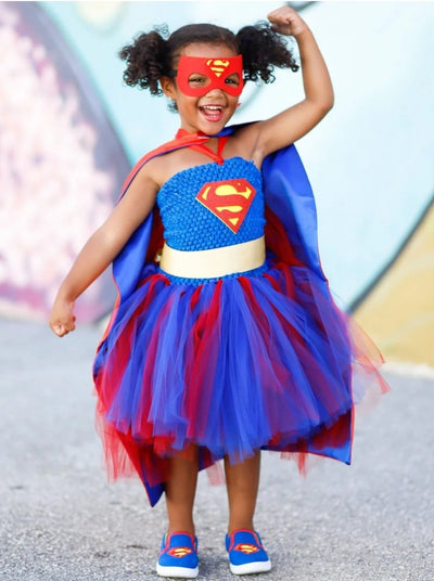 Kids Halloween Costumes | Supergirl Tutu Dress - Mia Belle Girls