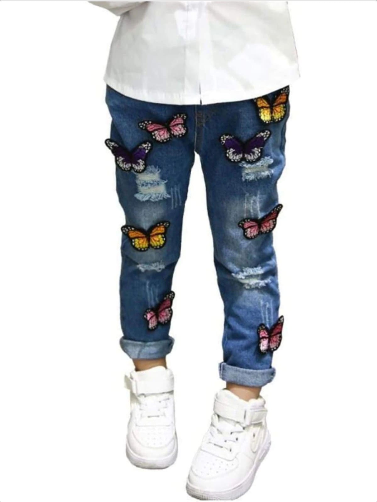 Kids Denim Clothes | Large Butterfly Applique Jeans | Mia Belle Girls
