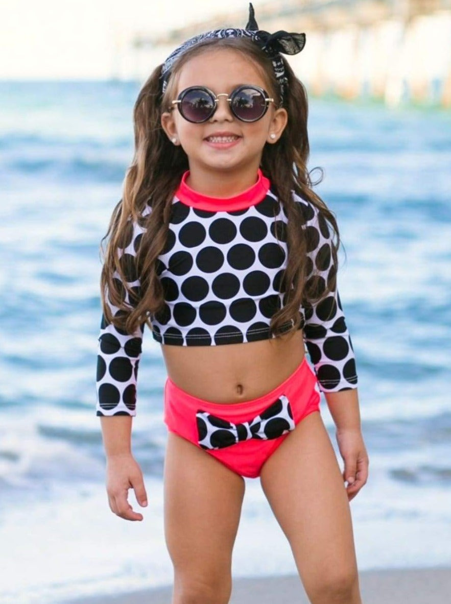 Little Girls Swimwear | Toddler Cropped Polka Dot Two Piece Swimsuit