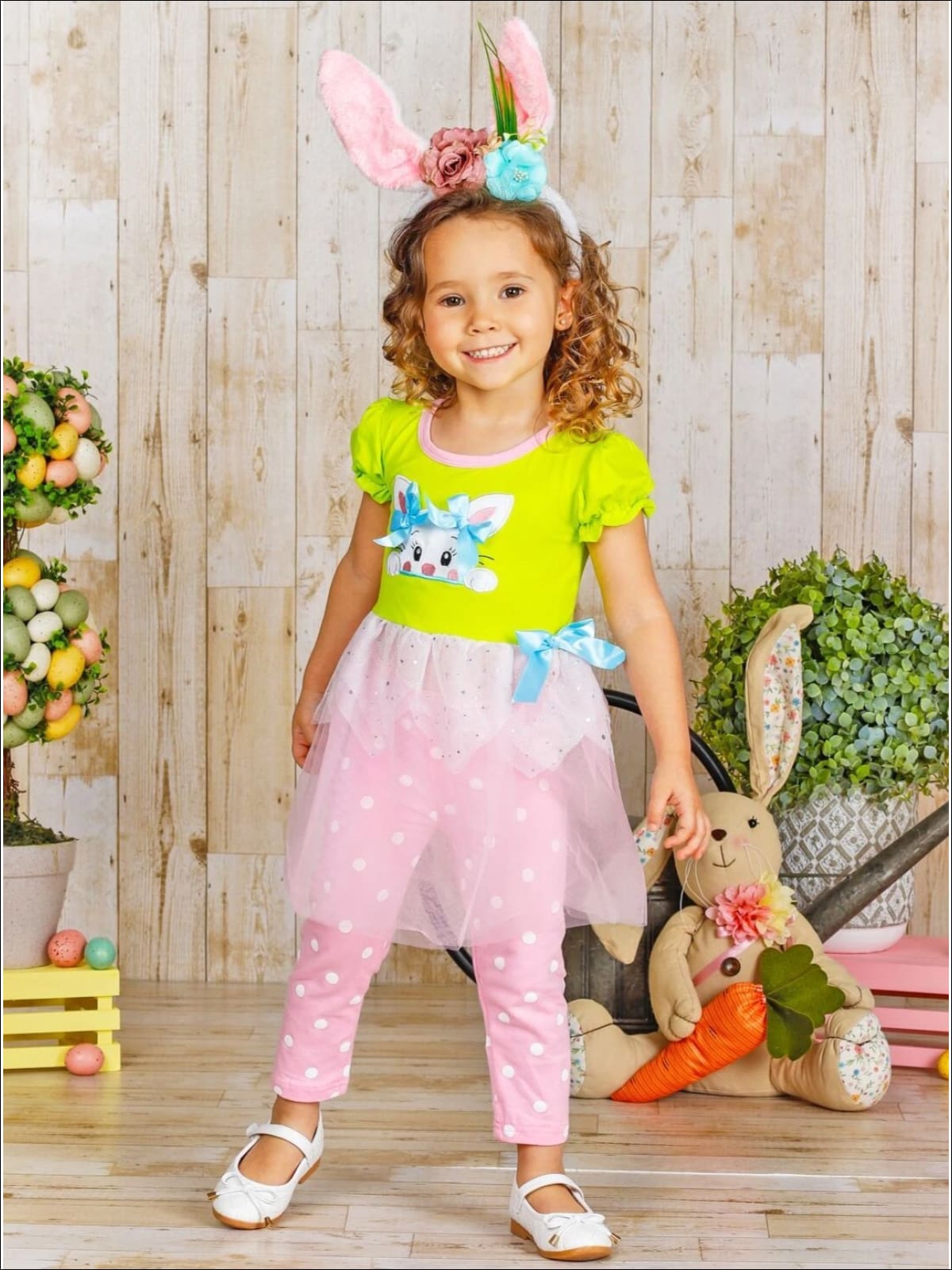 Causal Easter Outfits | Girls Bunny Sequin Tutu Tunic & Legging Set