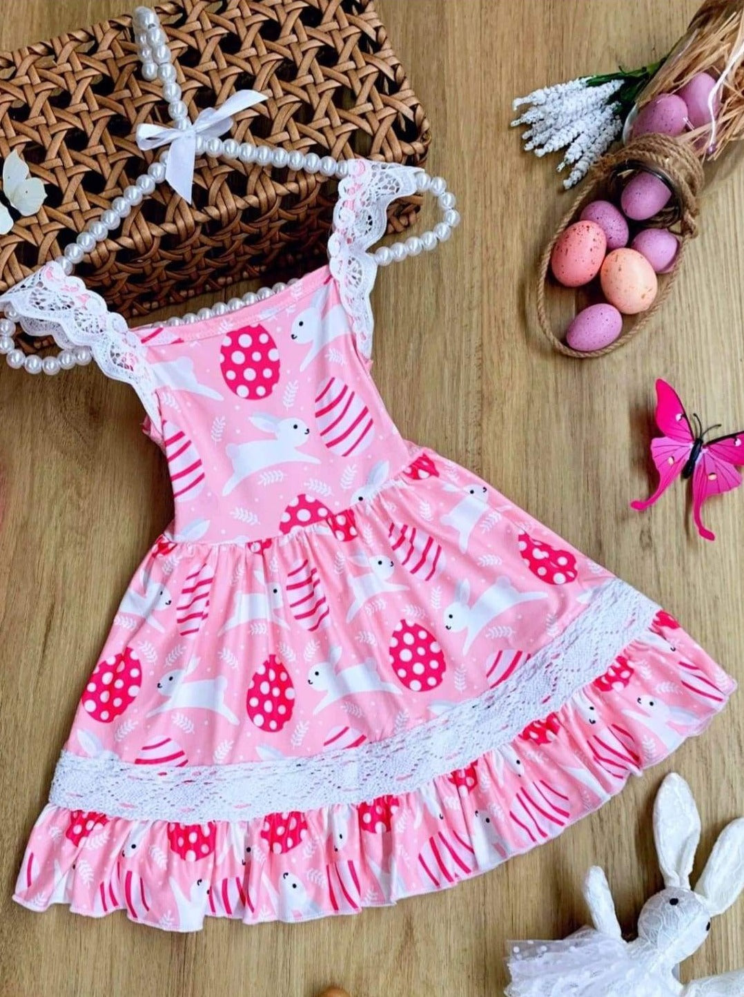 Mia Belle Girls Flutter Sleeve Scalloped Lace Dress | Easter Dresses