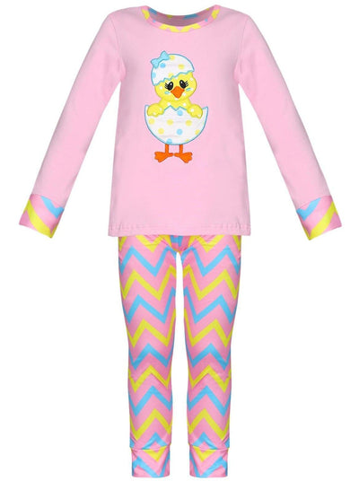 Girls Easter Themed Long Sleeve Pajama Set with Matching Doll Set - Girls Pajama