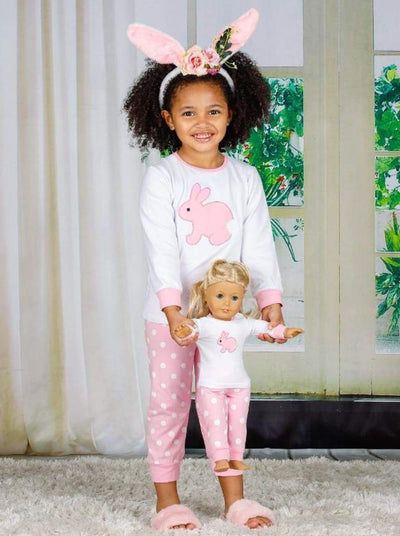 Girls Easter Themed Long Sleeve Pajama Set with Matching Doll Set - Girls Pajama