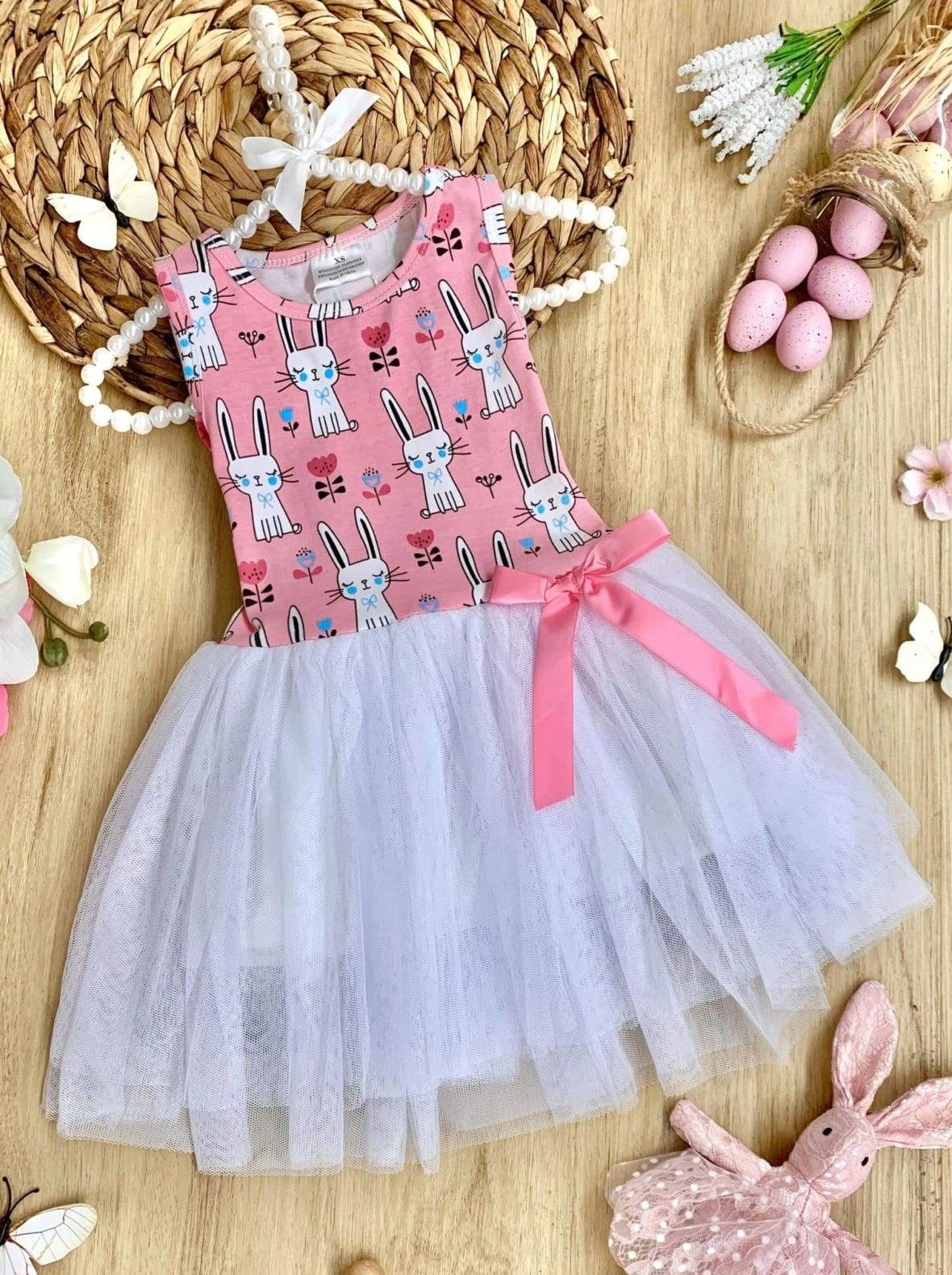 Girls Boutique Easter Dresses | Sleeveless Bunny Print Tutu Dress