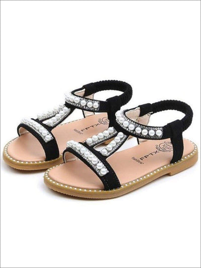 Girls Elastic Strap Pearl Embellished Sandals By Liv and Mia – Mia ...