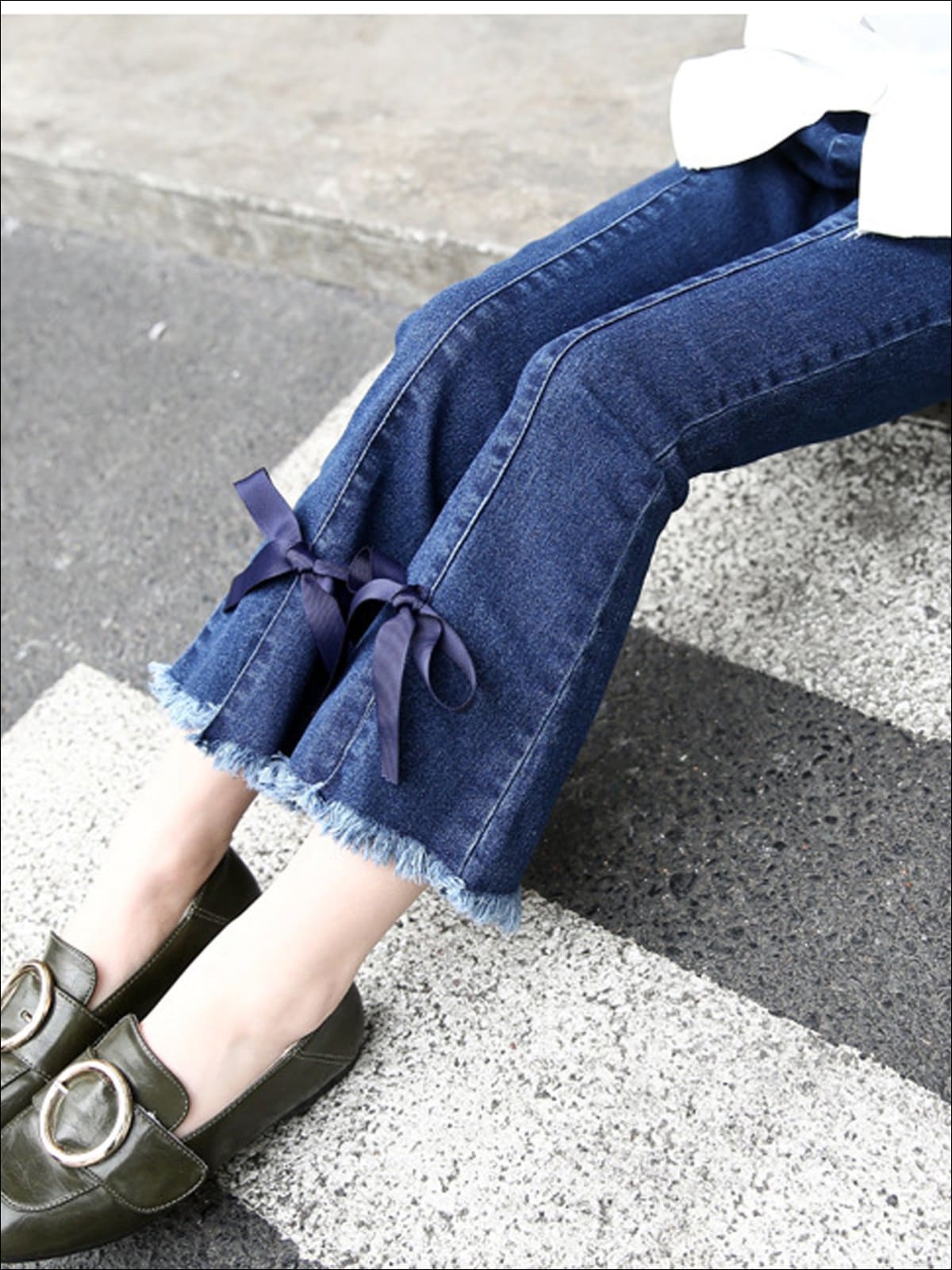 Kids Denim Clothes | Girls Bowed & Flared Jeans  | Mia Belle Girls