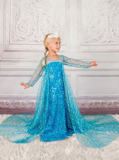 Halloween Costumes | Frozen Inspired Elsa Sequin Gown | Mia Belle Girls