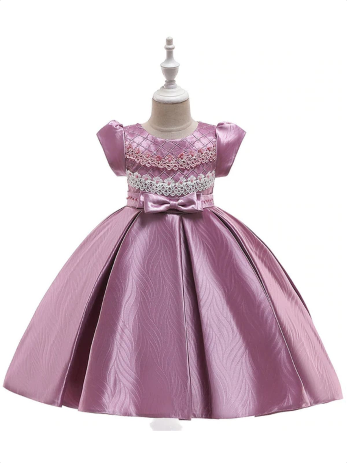 Girls Formal Dresses |  Satin Embroidered Lace Applique Party Dress