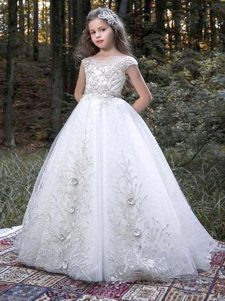 Flower Girl Dress Skirt Girls Piano Clothes Girl's Long Sleeve Lace Dress  Kids Formal Party Evening Dresses Children Pageant Wear Wedding Flower Girl  White Gowns | Wish