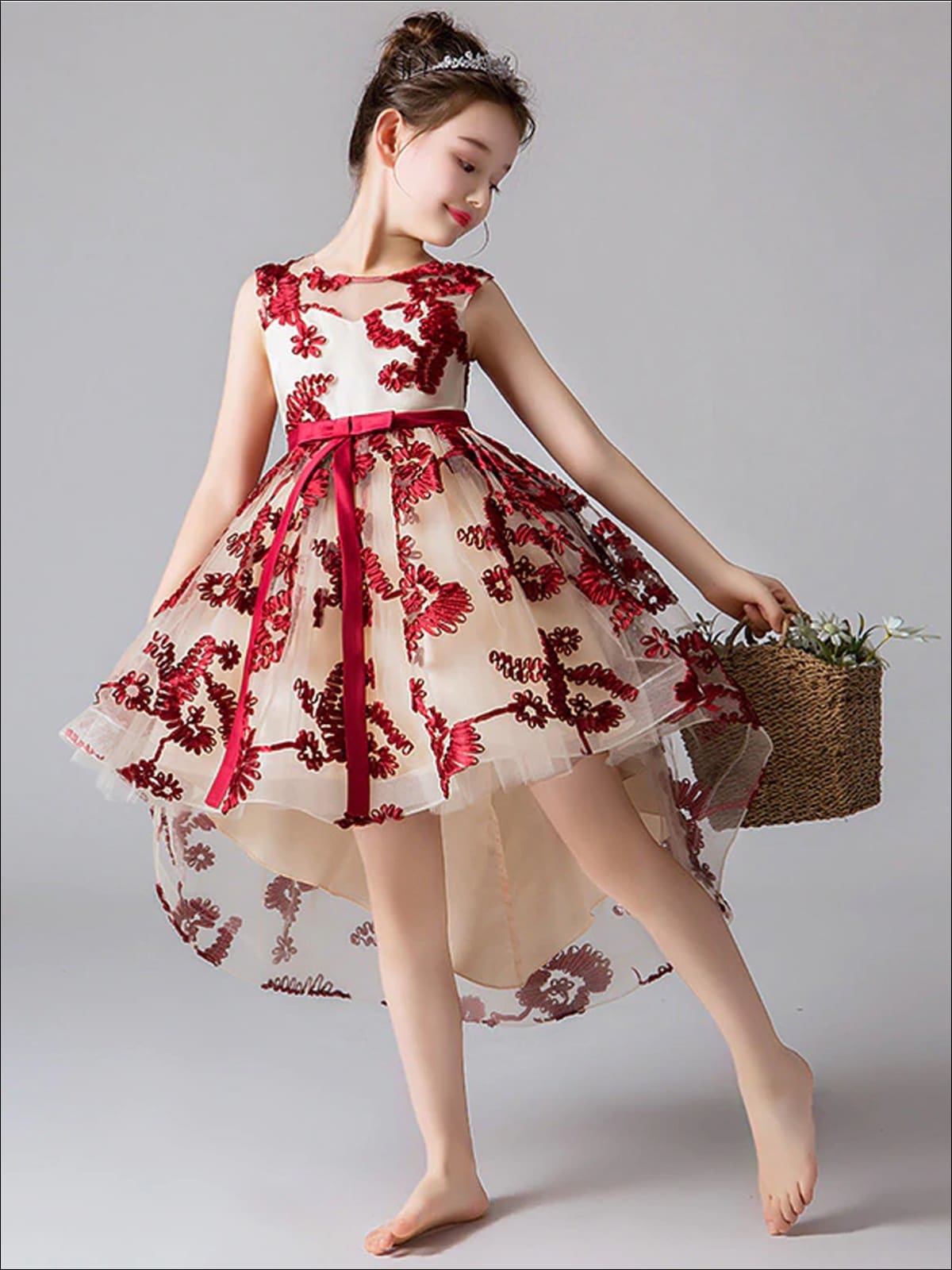 Winter Formal Dresses | Sleeveless Embroidered Hi-Lo Holiday Dress