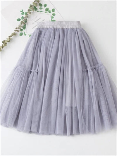 Girls Fall Elastic Waist Tutu Skirt - Grey / 4T/5Y - Girls Skirt