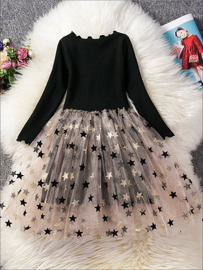 Winter Dressy Dresses | Girls Sequin Star Tulle Sweater Tutu Dress