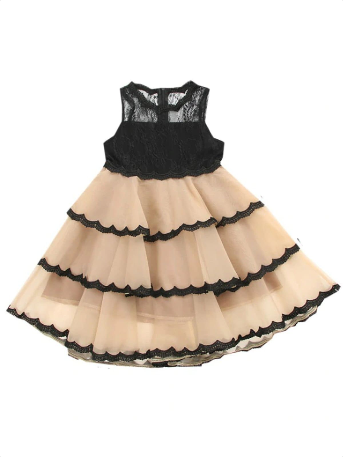 Girls Fall Sleeveless Tiered Ruffle Party Dress - Girls Fall Dressy Dress