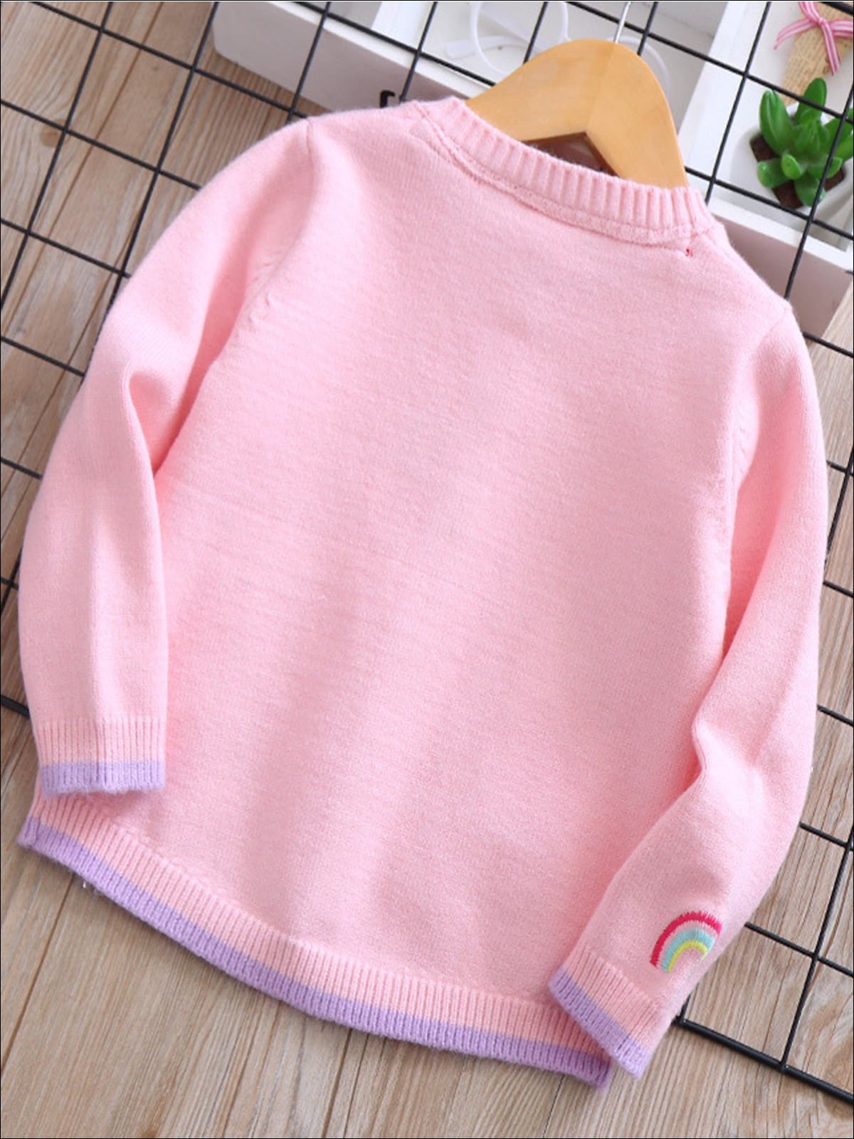 Unicorn Bestie Rainbow Cardigan - Pink / 3T - Girls Sweater