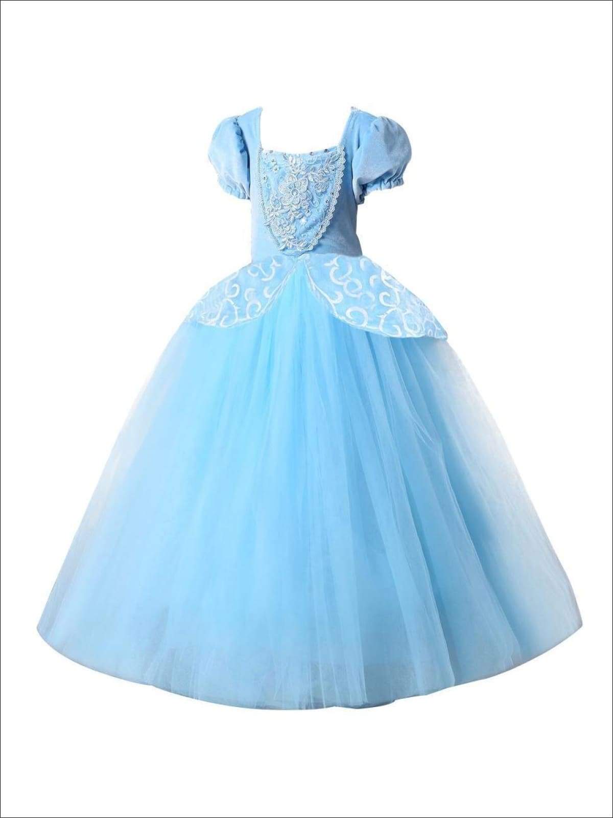 Buy Princess Cinderella Girls Costume Party Fancy Halloween Cosplay Dress  Up with Accessories Blue Online at Low Prices in India - Amazon.in