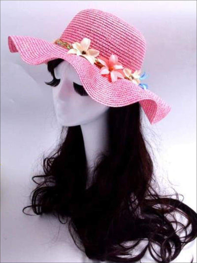 Girls Fashion Straw Hat with Flowers ( 5 colors) - Hats & Caps