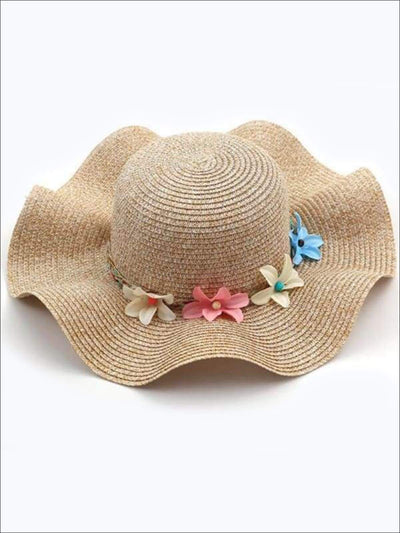 Girls Fashion Straw Hat with Flowers ( 5 colors) - Beige / S - Hats & Caps