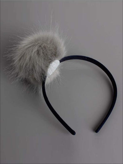 Girls FAUX FUR Headband - Black / One - Hair Accessories