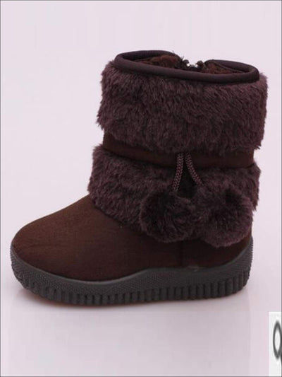 Girls Faux Fur Pom Pom Princess Boots (5 Colors Options) - coffee / 1 - Girls Boots
