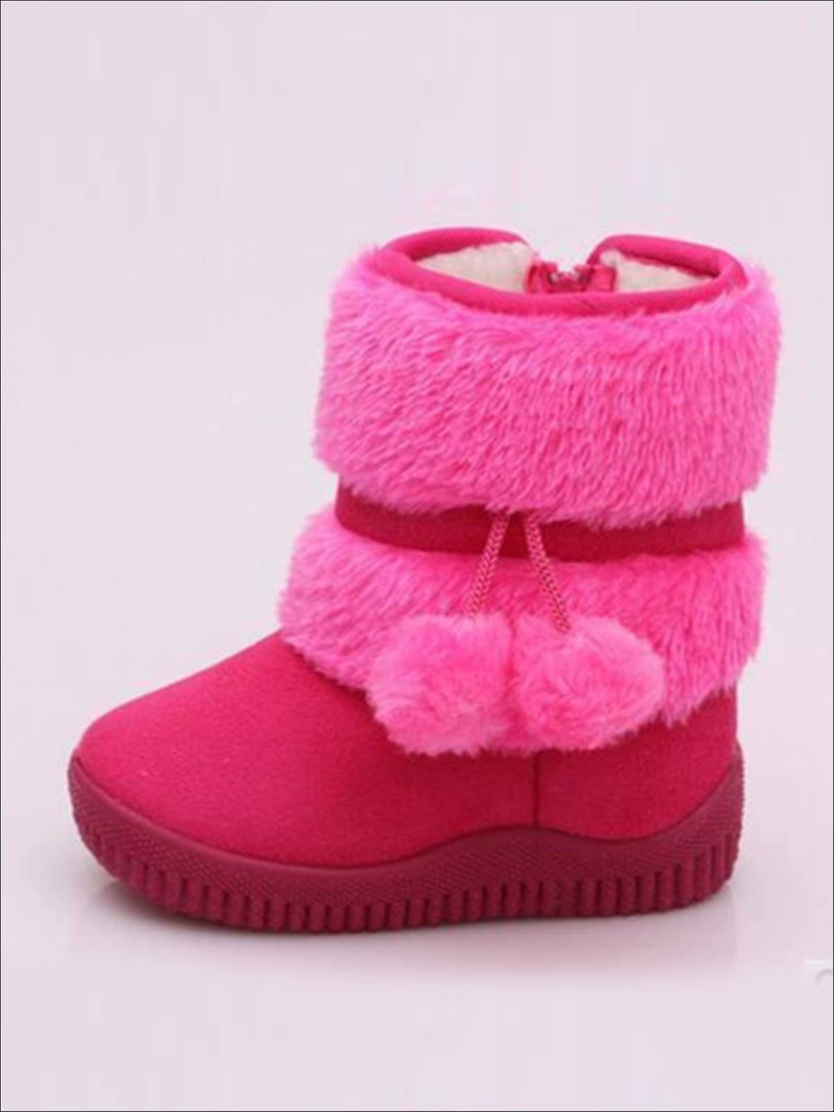 Girls Faux Fur Pom Pom Princess Boots (5 Colors Options) - rose / 1 - Girls Boots