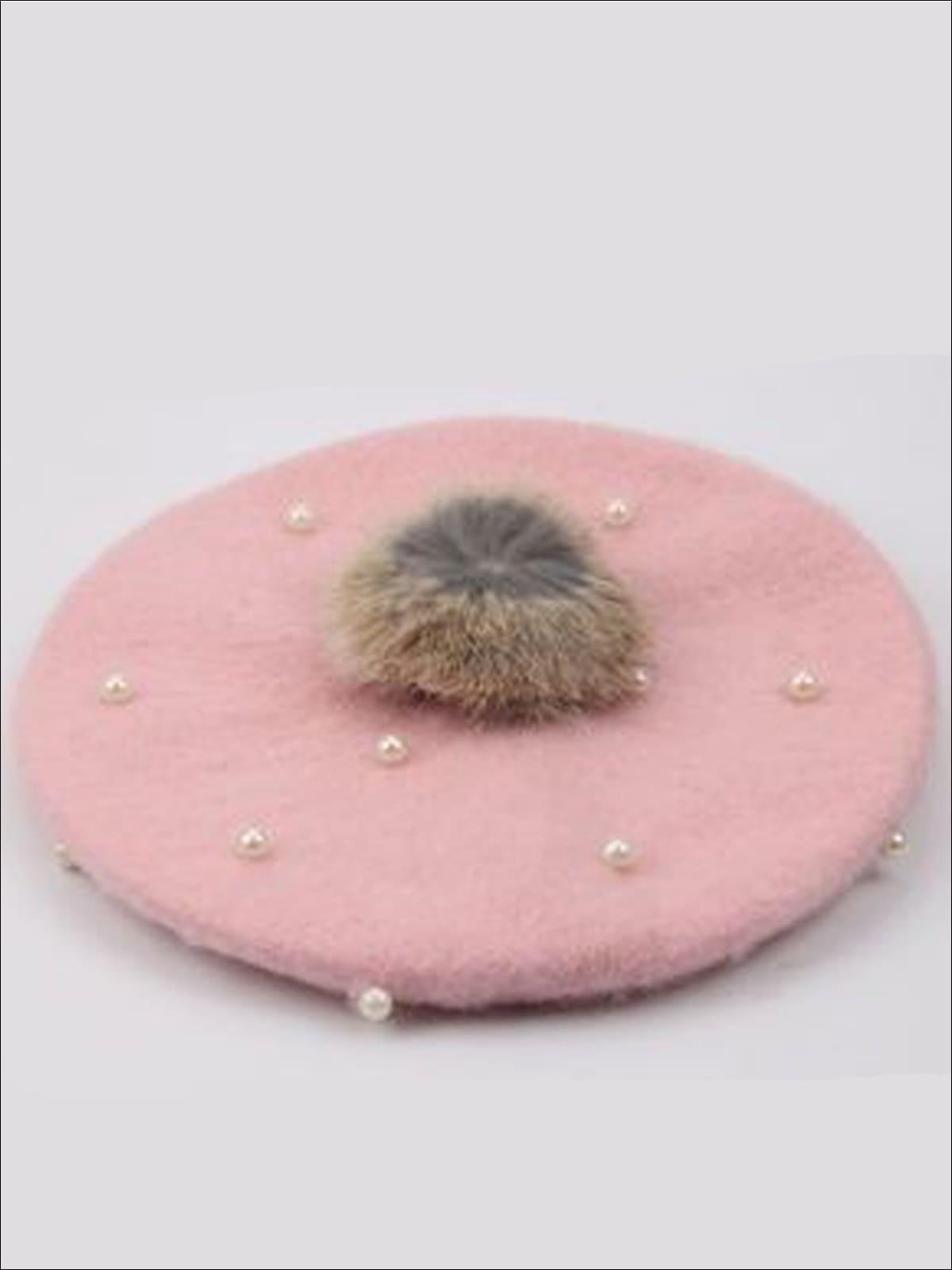 Little Girls Fashion Accessories | Toddlers Faux Pearl Fur Ball Beret