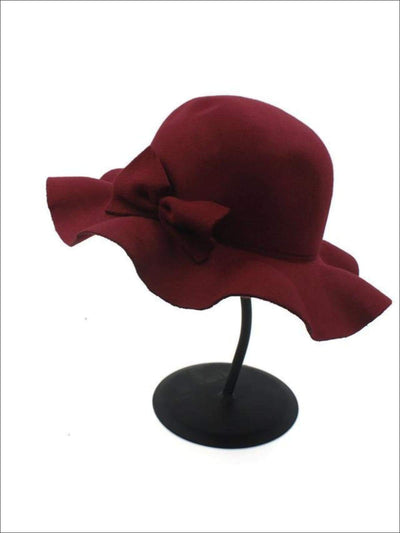 Girls Fedora Hat - Burgundy / Brim size: 4.5CM Hat size: 52-54CM Hat High: 9CM - Girls Hat